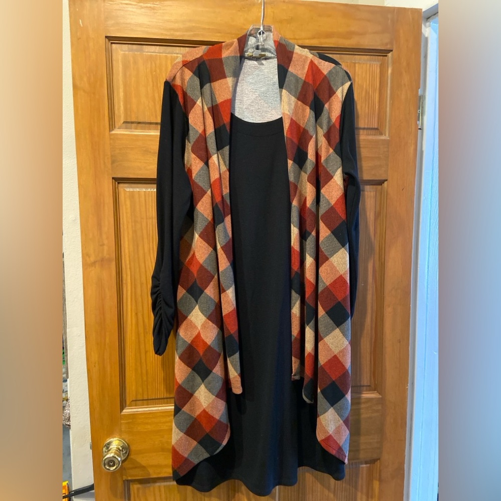 Haani Multicolor Plaid Open Cardigan dress